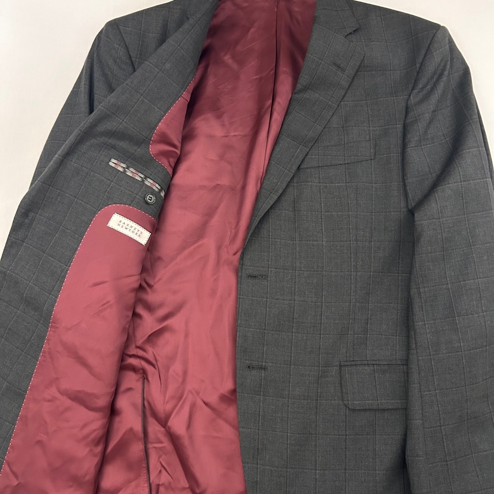 Barneys New York Blazer Men 40R Loro Piana Super 130s Wool Gray Windowpane Italy